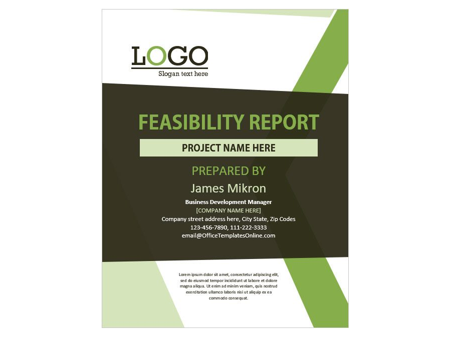 Download Feasibility Report Cover Page Design in MS Word