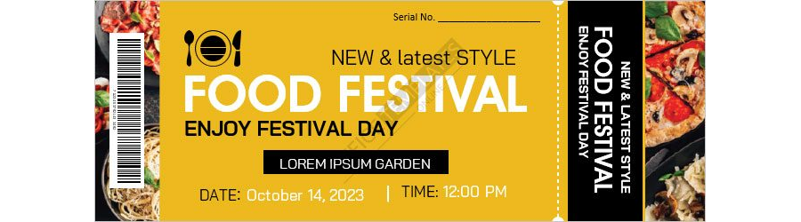 Food Festival Ticket Template in MS Word - Design 02