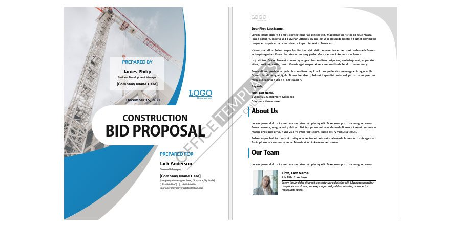 Download Construction Bid Proposal Format for MS Word
