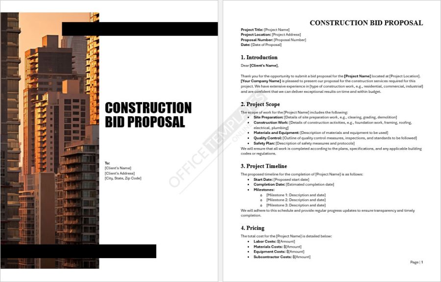 Construction Bid Proposal Template