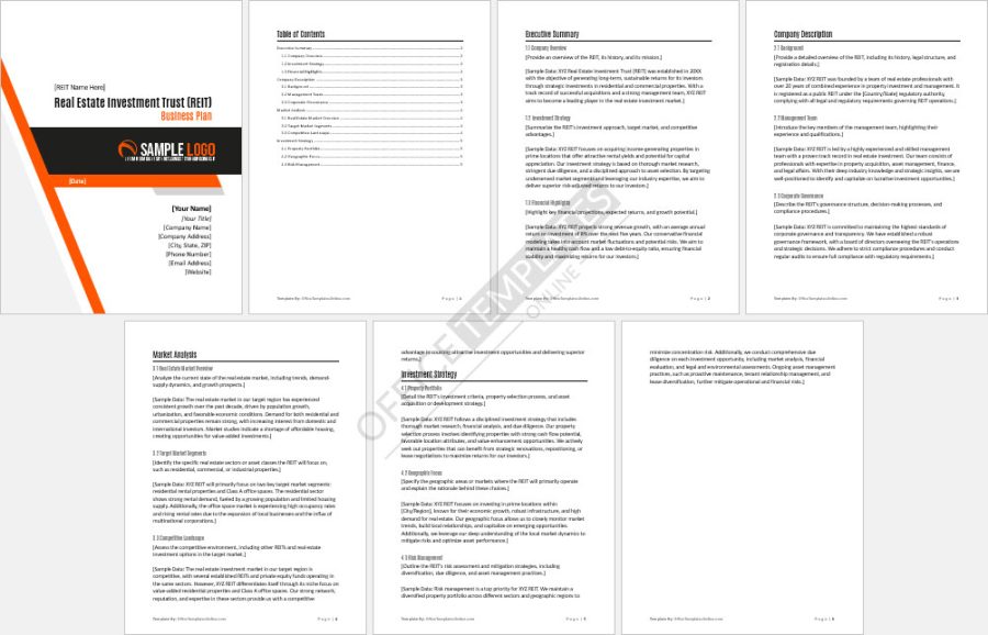 Real Estate Investment Trust (REIT) Business Plan Template
