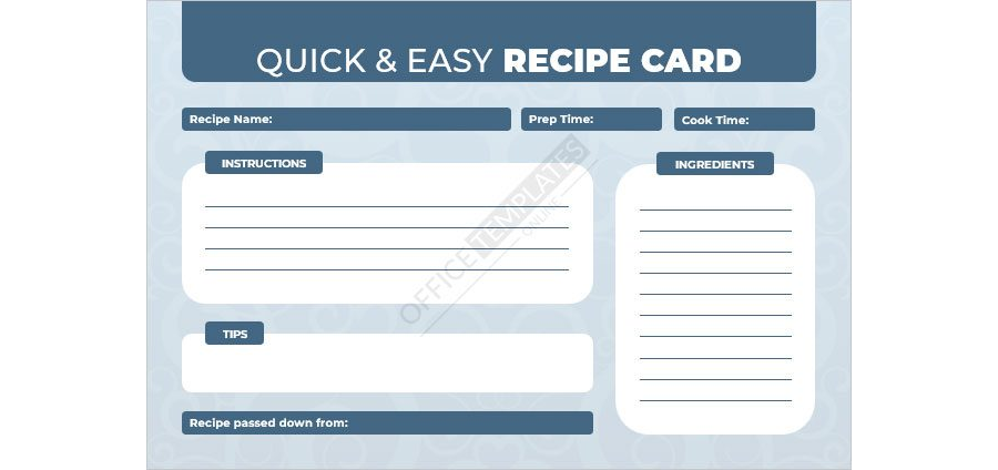 Quick & Easy Recipe Card Template