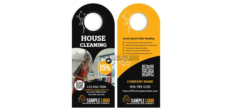 Download Home Cleaning Door Hanger Template for MS Word