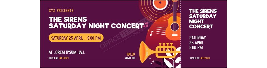 Admin One Concert Ticket Template in MS Word