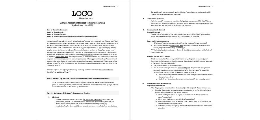Download Annual Assessment Report Template