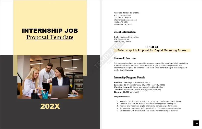 Internship Job Proposal Template