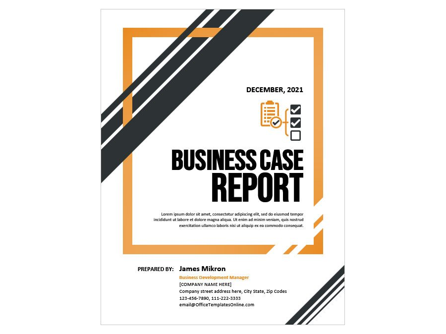 Download Cover Page Template for Business Case Report in MS Word