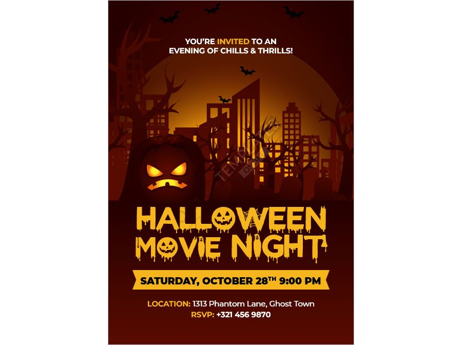 Halloween Movie Night Invitation Template