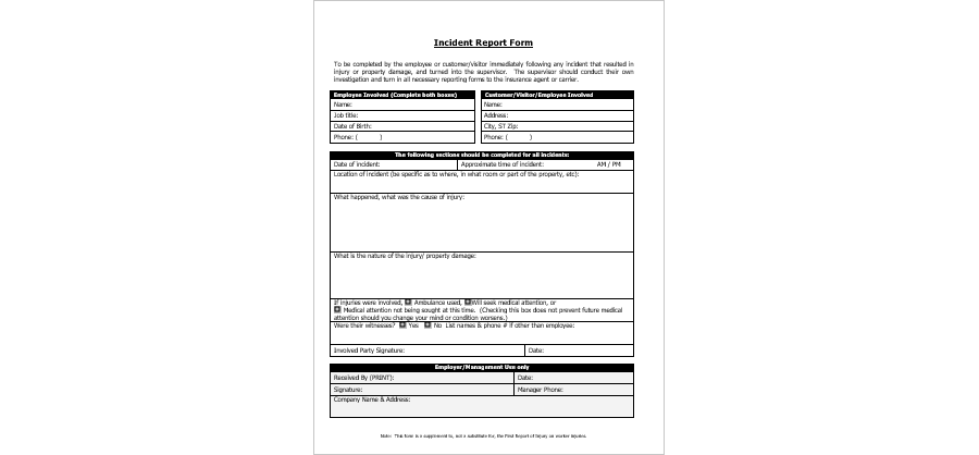 Sample Incident Report Form