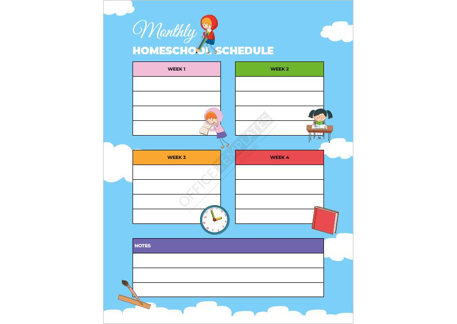 Monthly Homeschool Planner Template
