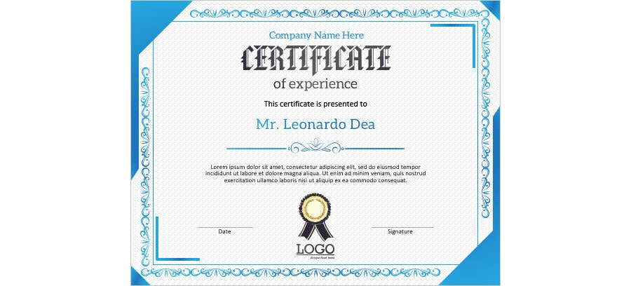 Download Company Experience Certificate Template