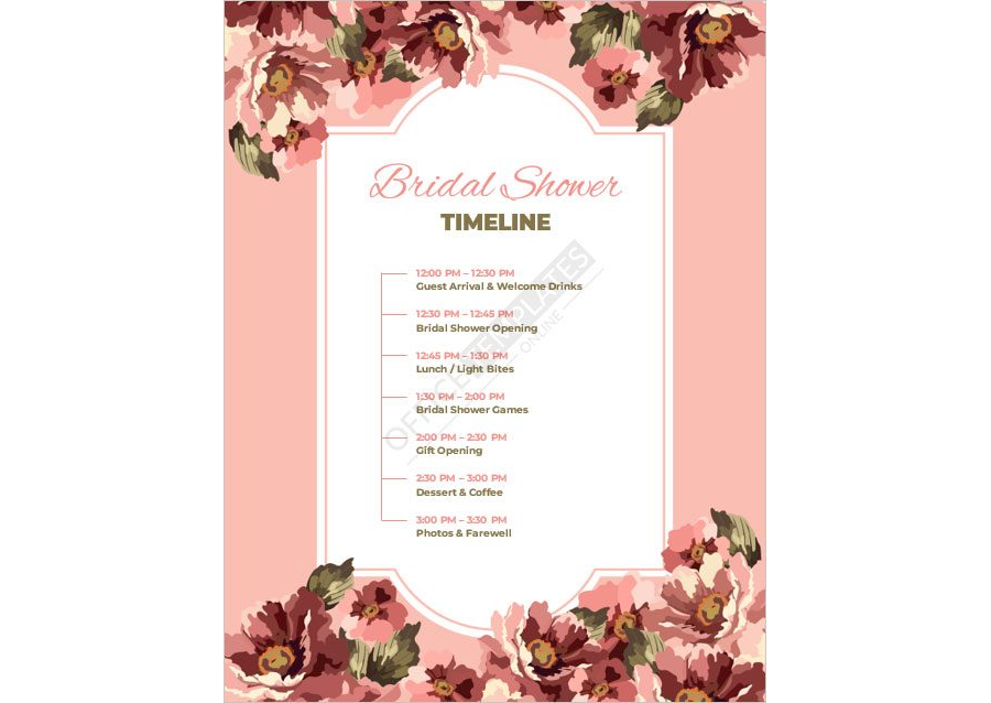 Bridal Shower Timeline Template