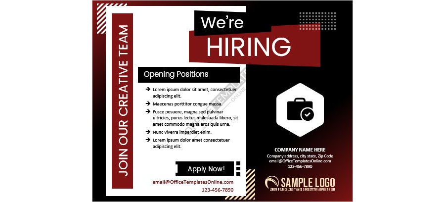 Download We're Hiring Poster Format for MS Word