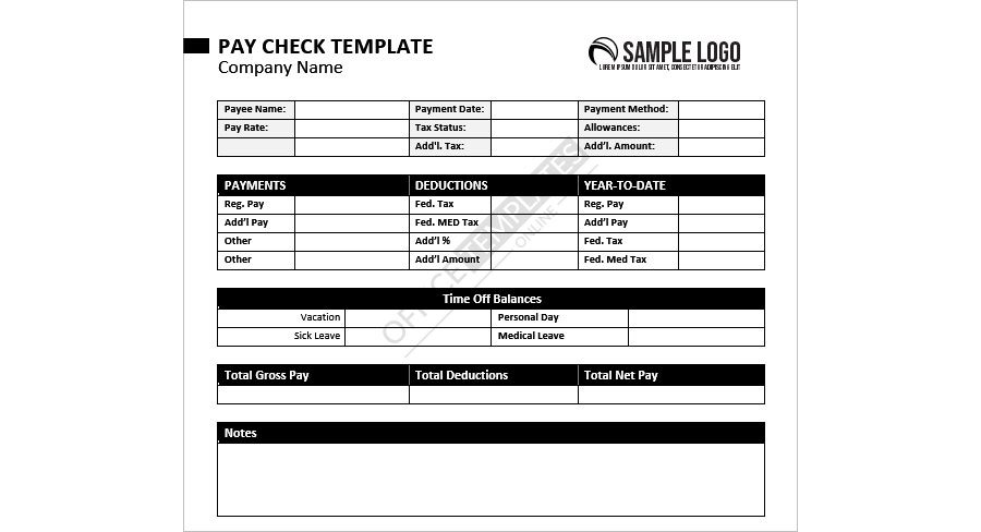 Download Contractor Pay Stub Form Template for MS Word
