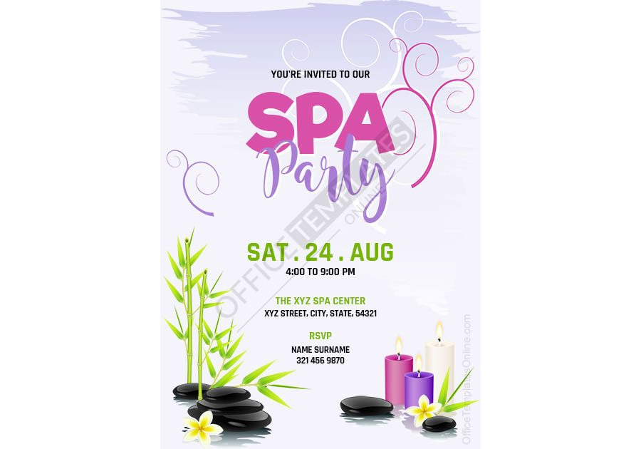 SPA Party Invitation Design in MS Word