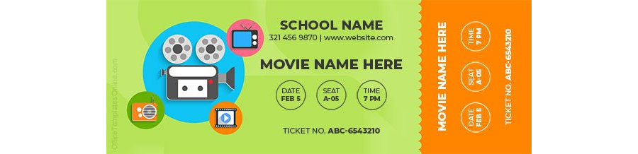 School Movie Ticket Design in MS Word