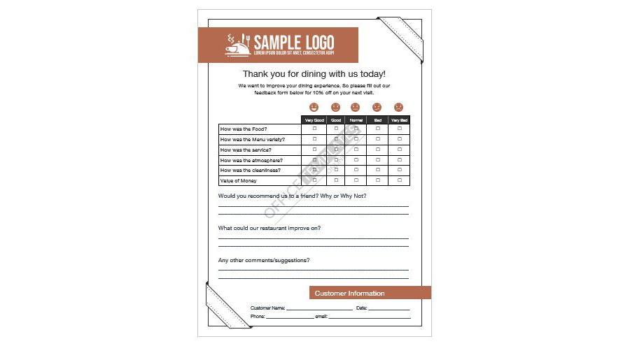 Download Restaurant Comment Card Template in Microsoft Word (Feedback by the Customer)