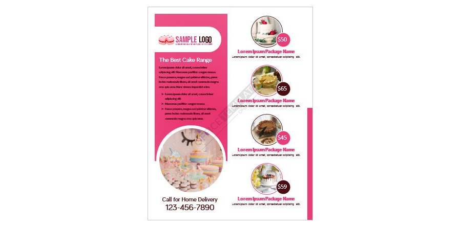 Download Cakes Price List Card Design for a Bakery - MS Word