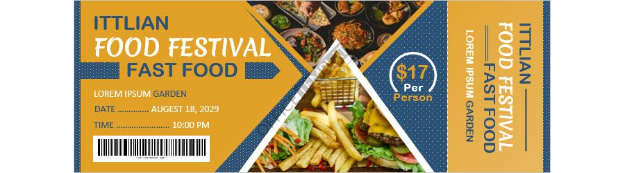 Food Festival Ticket Template in MS Word - Design 08