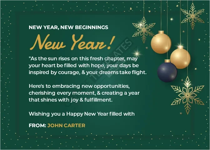 Inspirational Quote New Year Card Template