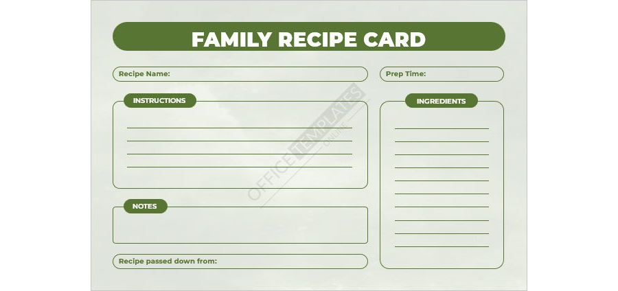 Family Recipe Card Template