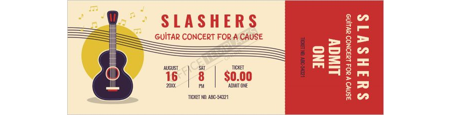 Concert Admission Ticket Template in MS Word