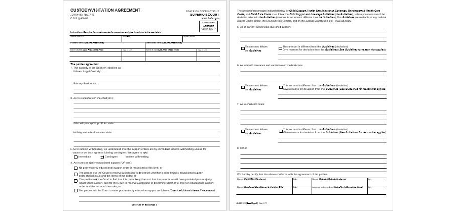 Custody Visitation Agreement Template