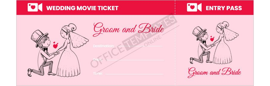 Free Wedding Invitation Movie Ticket Template