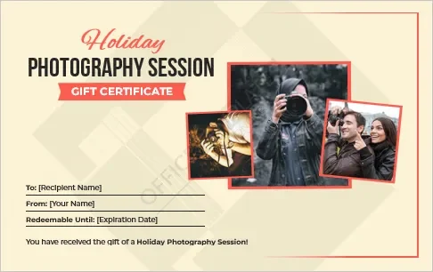 Holiday Photography Session Gift Certificate Template