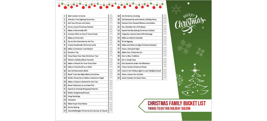 Download Christmas Family Bucket List Template - MS Word
