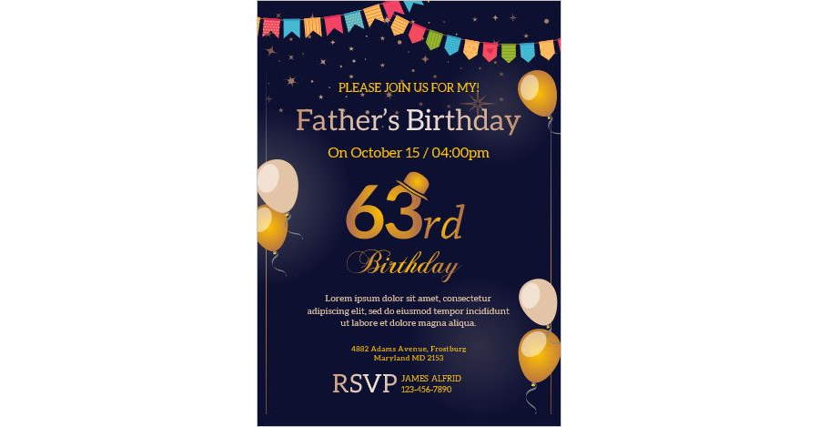 Download MS Word Invitation Card for Father's Birthday