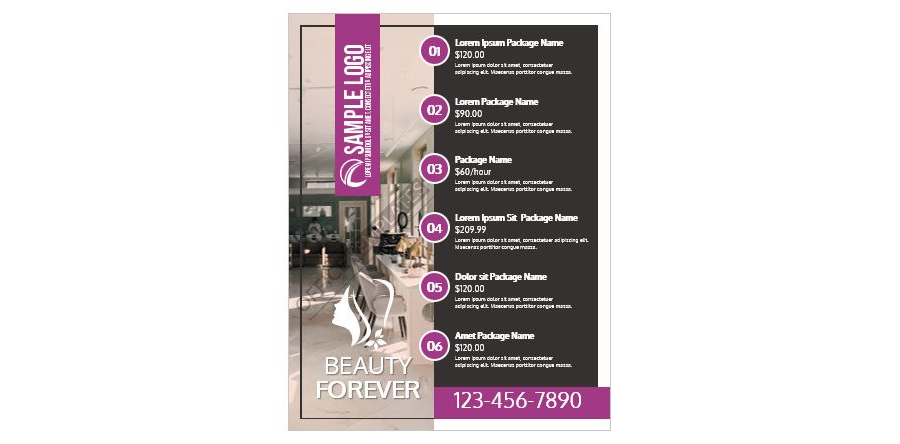 Download Beauty Salon Price List Format - MS Word