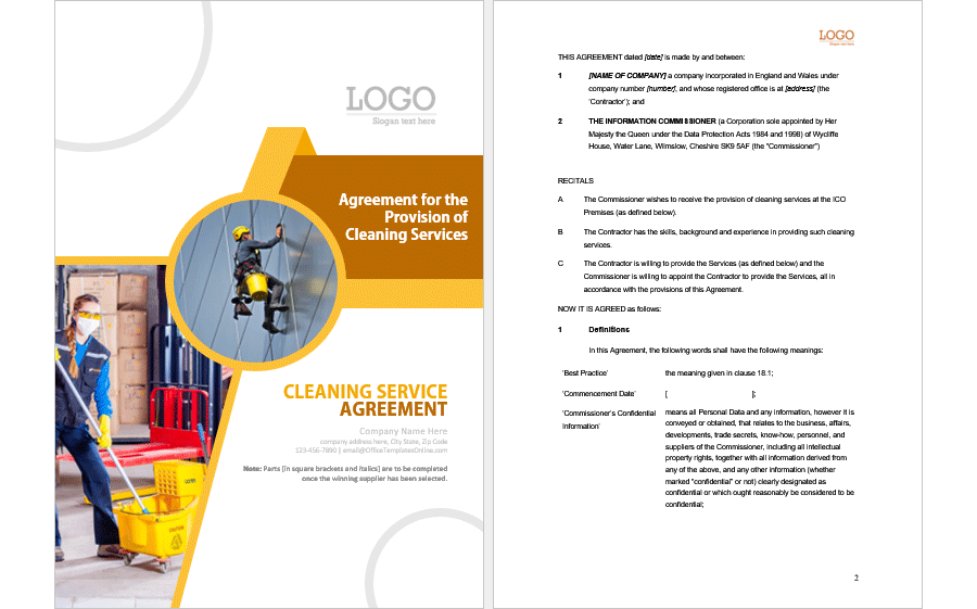 Cleaning Services Agreement Template