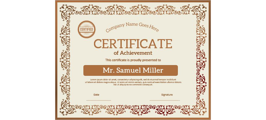 Download Project Achievement Certificate Template