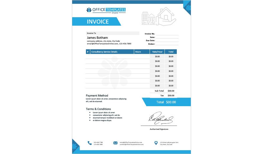 Download Real Estate Consultancy Invoice Template