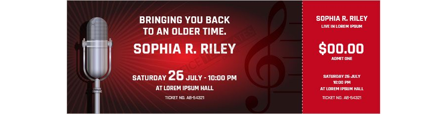 Retro Concert Ticket Template in MS Word