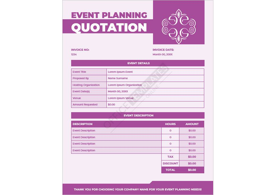 Event Planning Quotation Template