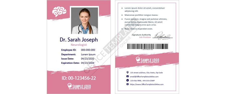 Neurologist ID Card Design in MS Word