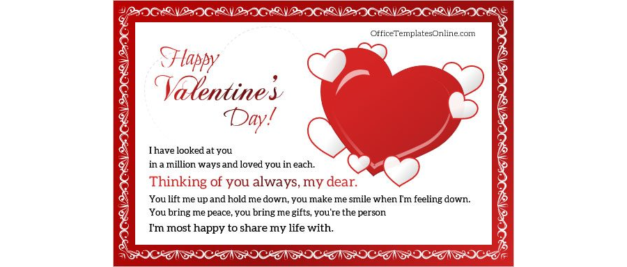 Download Printable Valentine's Day Card for MS Word