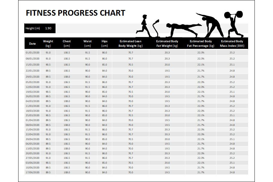 Download Health & Fitness Progress Tracker Template