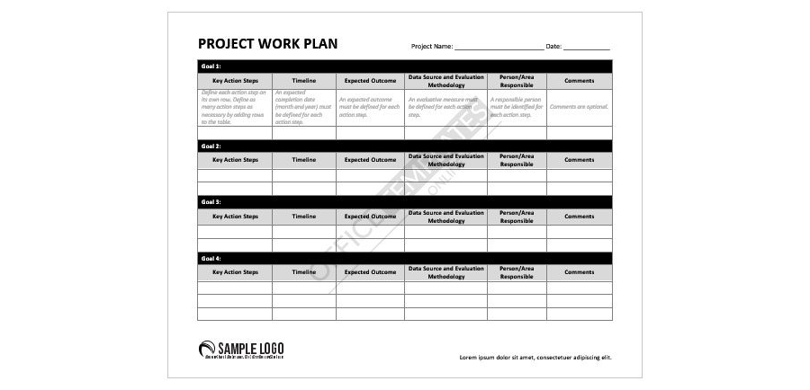 Project Work Plan Template