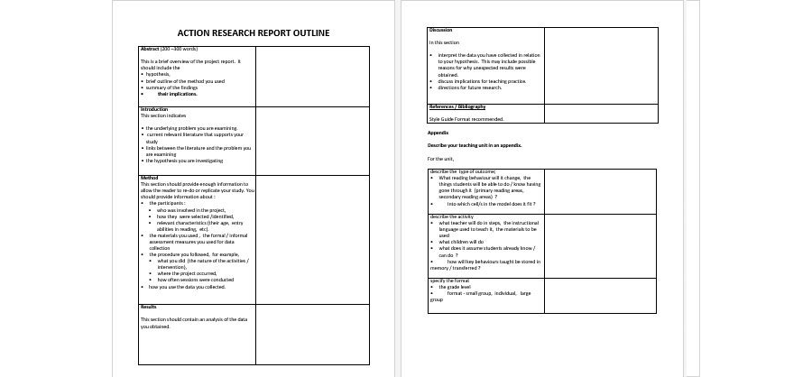 Download Action Research Report Outline Template