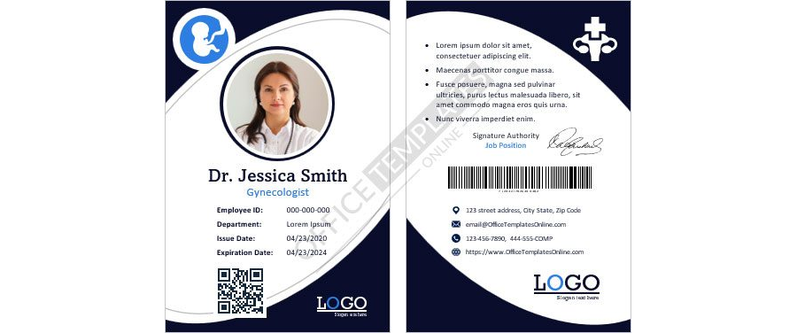 Obstetricians and Gynecologists ID Card Template for MS Word