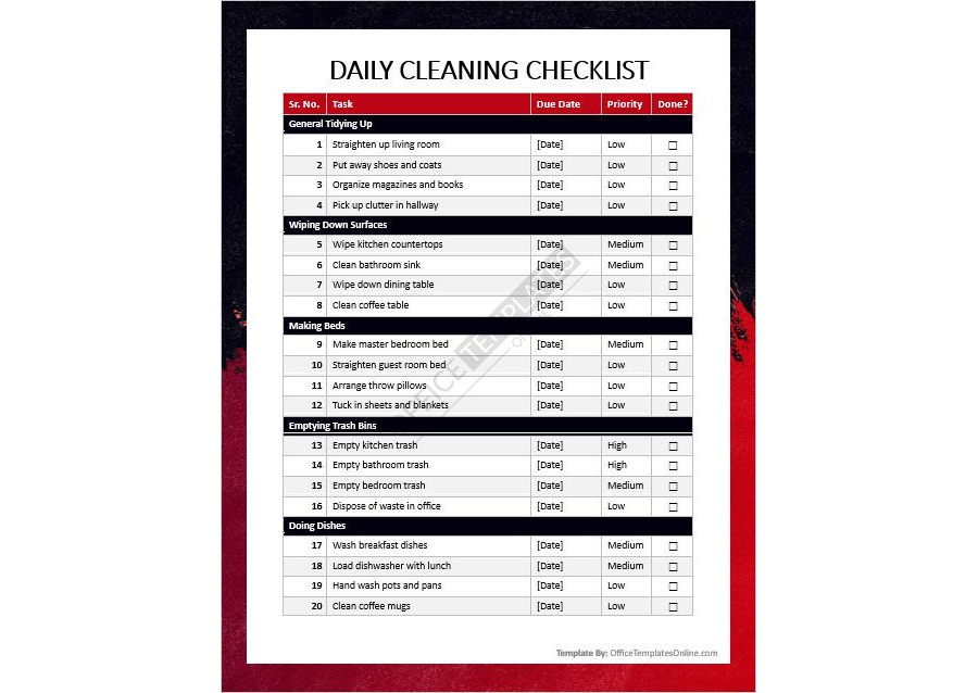 Daily Cleaning Checklist: Your Gateway to Everyday Brilliance
