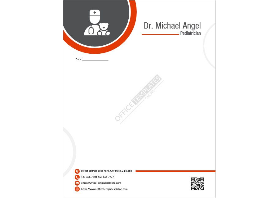 Download Professional Letterhead Template for Pediatricians in MS Word Format