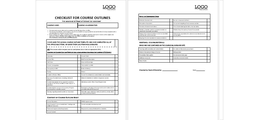 Download Checklist for Course Outline