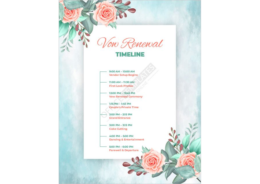 Vow Renewal Timeline Template