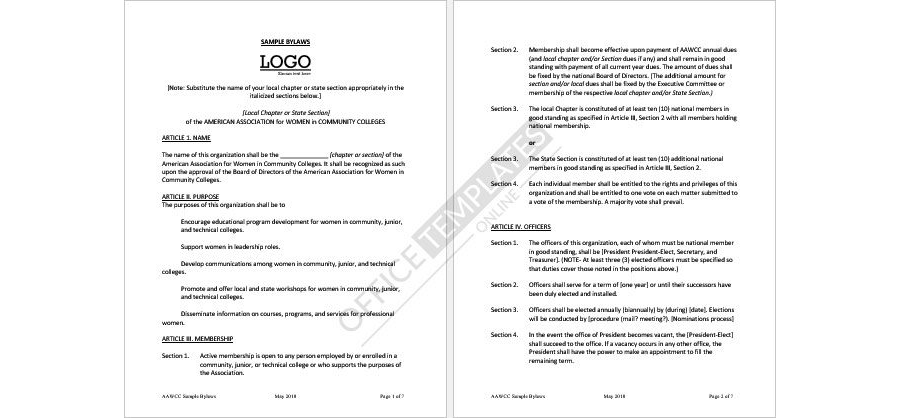 Sample Corporate Bylaws Format 17