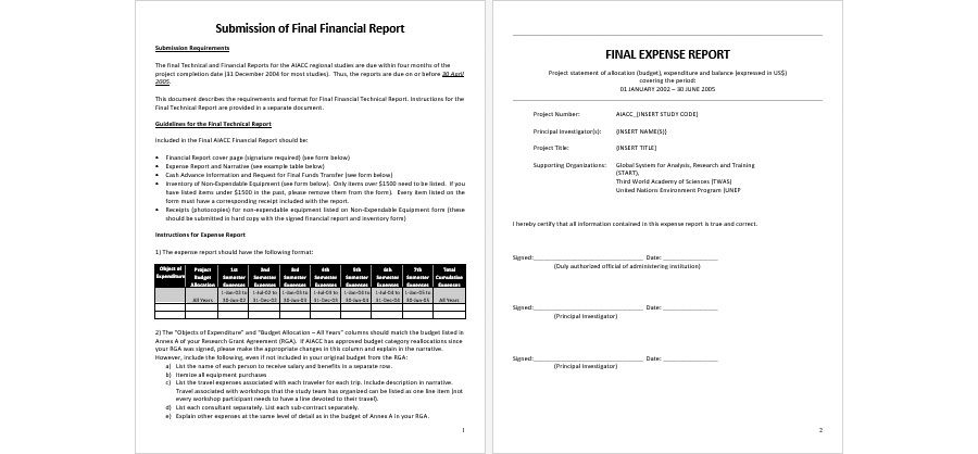 Download Quarterly Project Expenditure Report Format