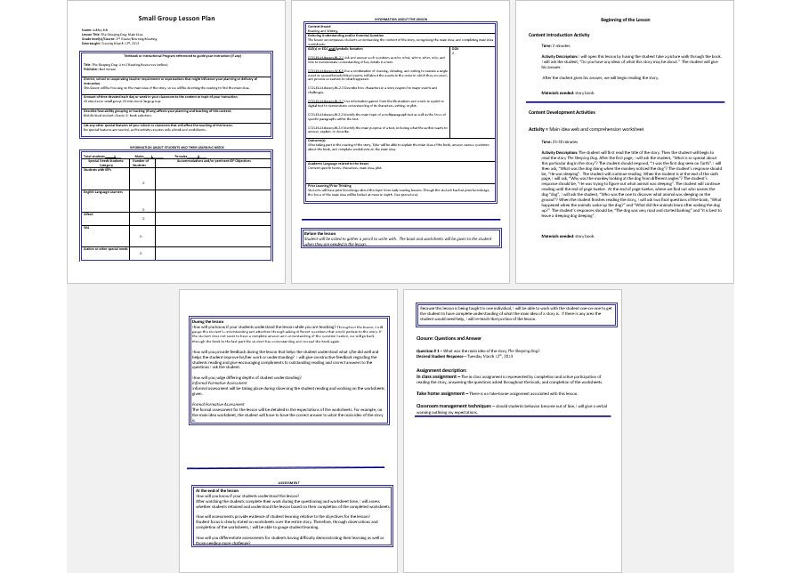 Reading Lesson Worksheet Template in MS Word